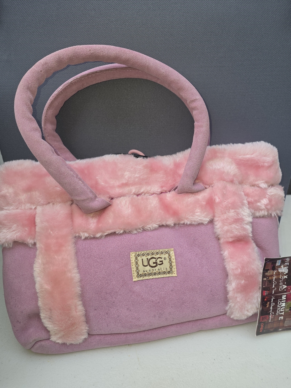 UGG Pink Faux-Suede and Plush Mini Tote